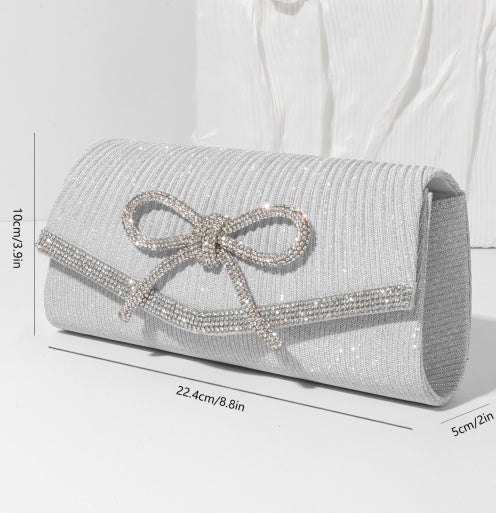 Pochette de Soirée à Noeud avec Strass et Paillettes