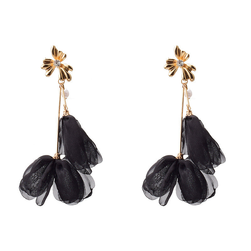 Boucles d’oreilles longues pendantes en forme de fleur