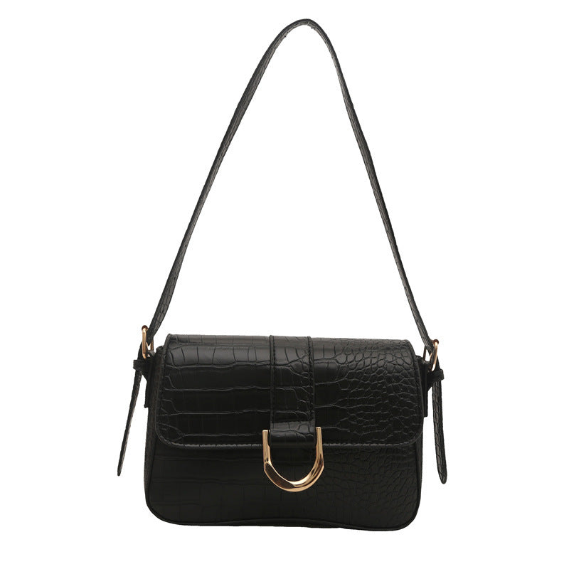 Sac épaule vintage en cuir véritable avec fermoir classique