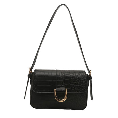 Sac épaule vintage en cuir véritable avec fermoir classique