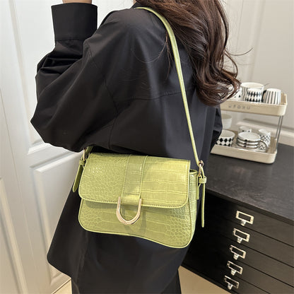 Sac épaule vintage en cuir véritable avec fermoir classique