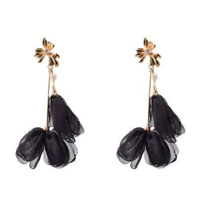 Boucles d’oreilles longues pendantes en forme de fleur