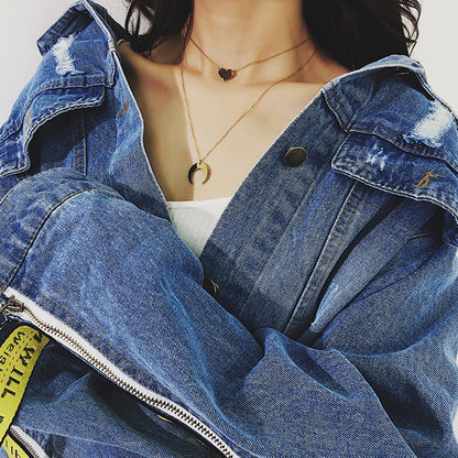 Collier pendentif lune et croissant