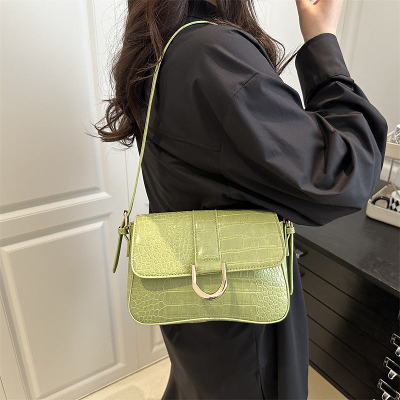 Sac épaule vintage en cuir véritable avec fermoir classique