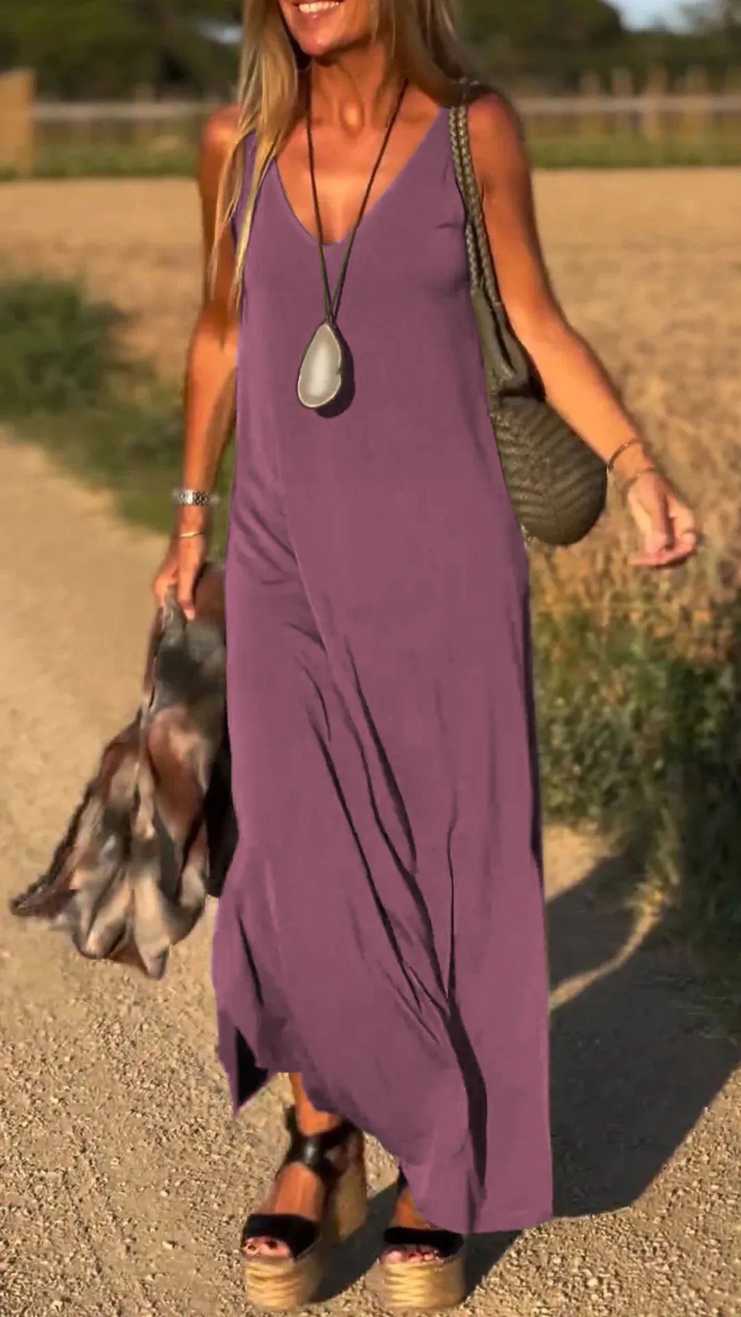 Robe à bretelles en V sexy tendance pour femmes