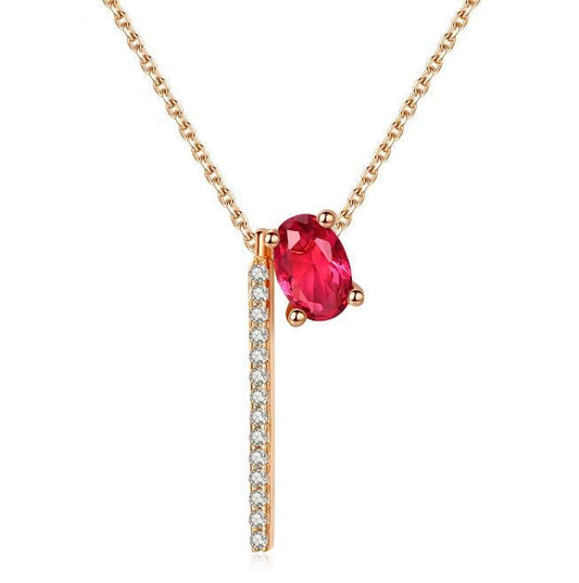 Collier cuivre avec pierre CZ rouge et pompon