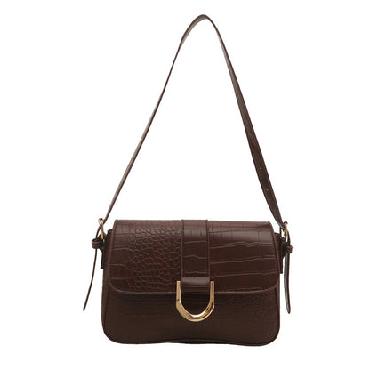 Sac épaule vintage en cuir véritable avec fermoir classique