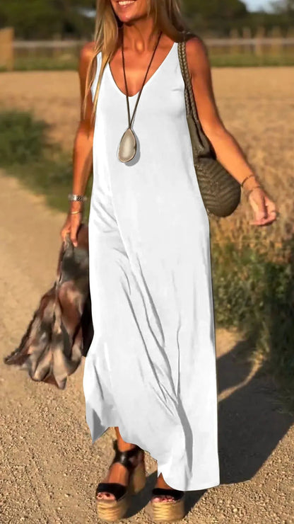 Robe à bretelles en V sexy tendance pour femmes