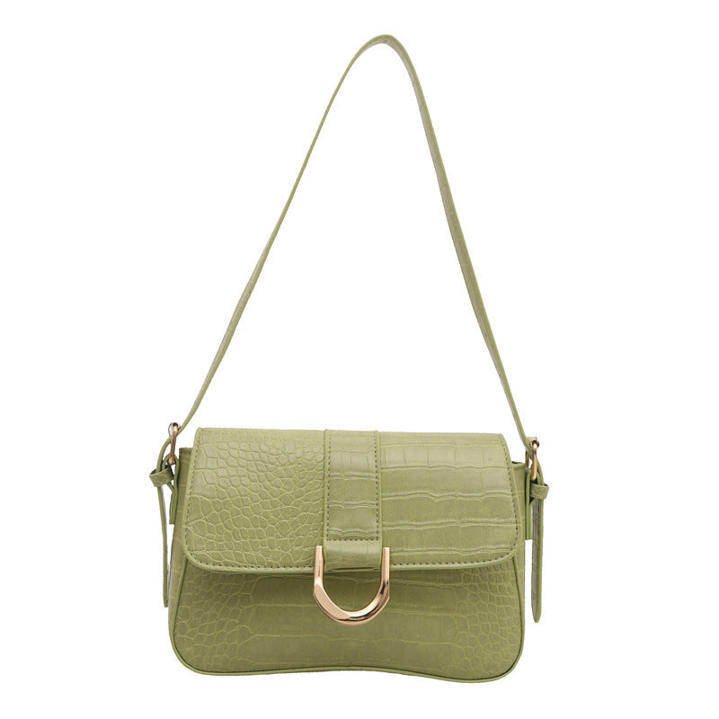 Sac épaule vintage en cuir véritable avec fermoir classique