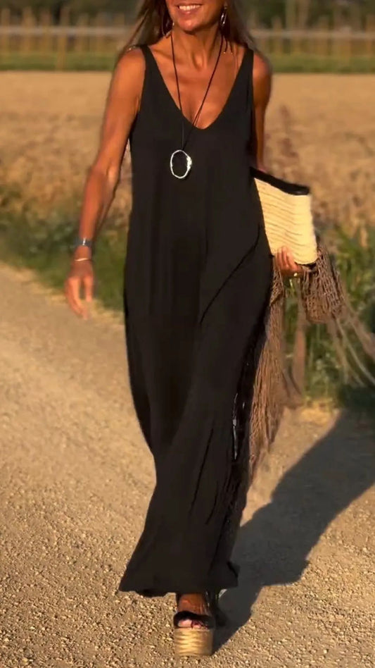 Robe à bretelles en V sexy tendance pour femmes