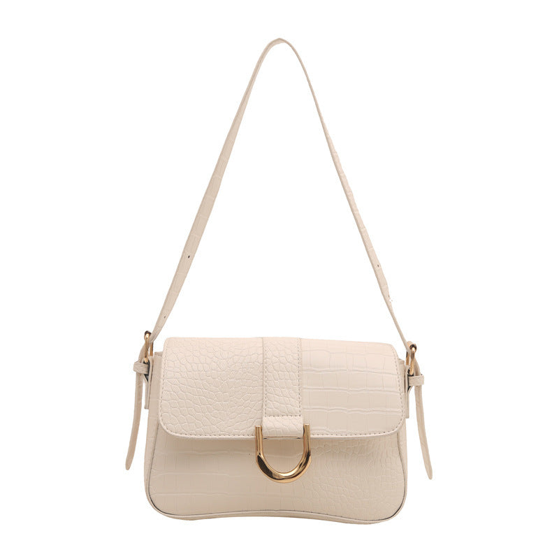 Sac épaule vintage en cuir véritable avec fermoir classique